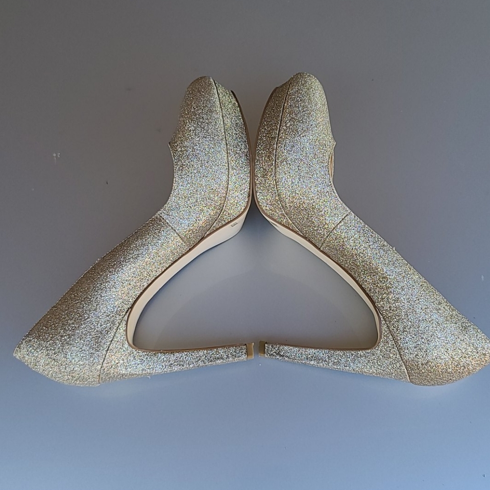 GIANNI BINI Jeanna Champagne Glitter Platform Heels 9.5 Pumps Stilettos - Picture 10 of 16